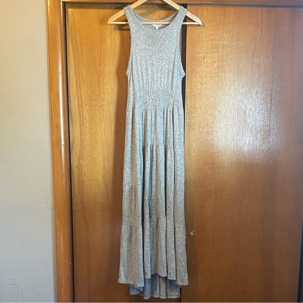 Lucky Brand Womens Maxi Dress Small Tiered Jersey Sleeveless Modern Grey - Picture 2 of 7